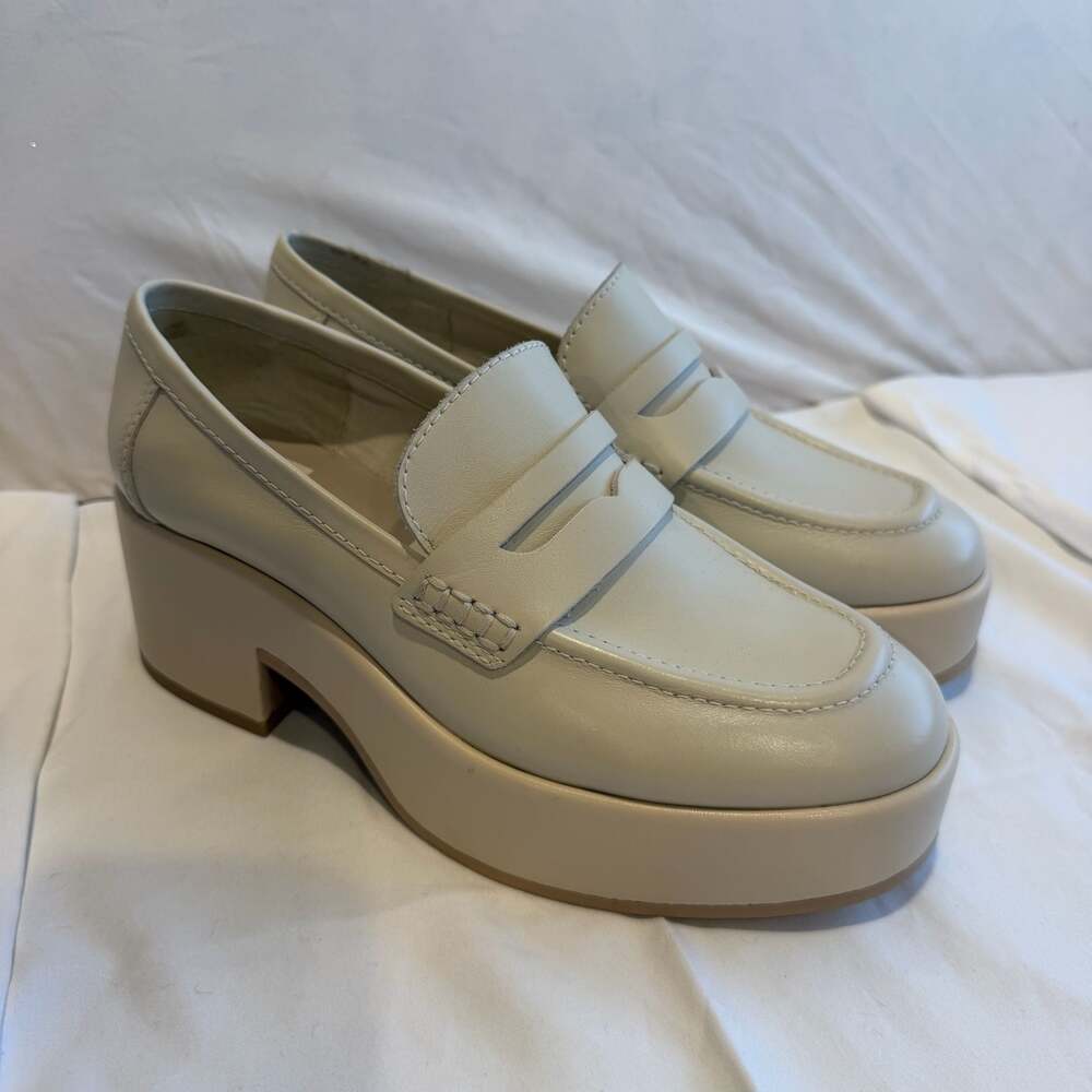 Dolce Vita Yanni Platform Penny Loafers in Ivory Leather